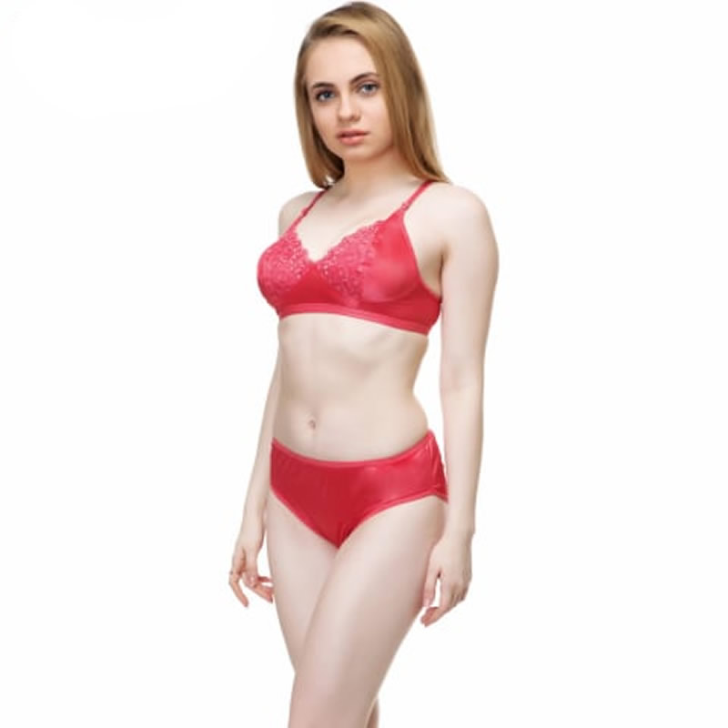 Bridal Premium Satin Embroidered Bra Panty Lingerie Set 3 Set